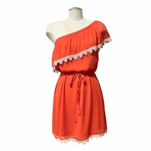 Charming Charlie Orange One Shoulder Dress Size Medium